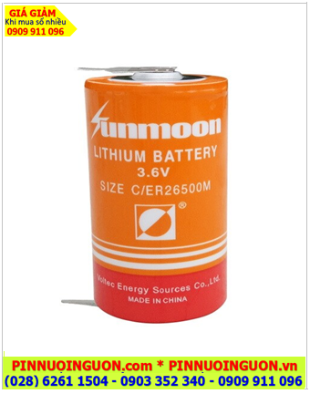 Sunmoon ER26500M (chân 2 chấu hàn); Pin Sunmoon ER26500M LI/SOCl₂ SPIRAL 3.6v 6000mAh 